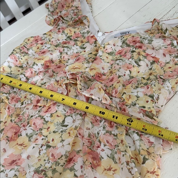 Suzy Shier sleeveless Pastel Floral Ruffle Maxi Dress NWOT XS - Picture 12 of 14